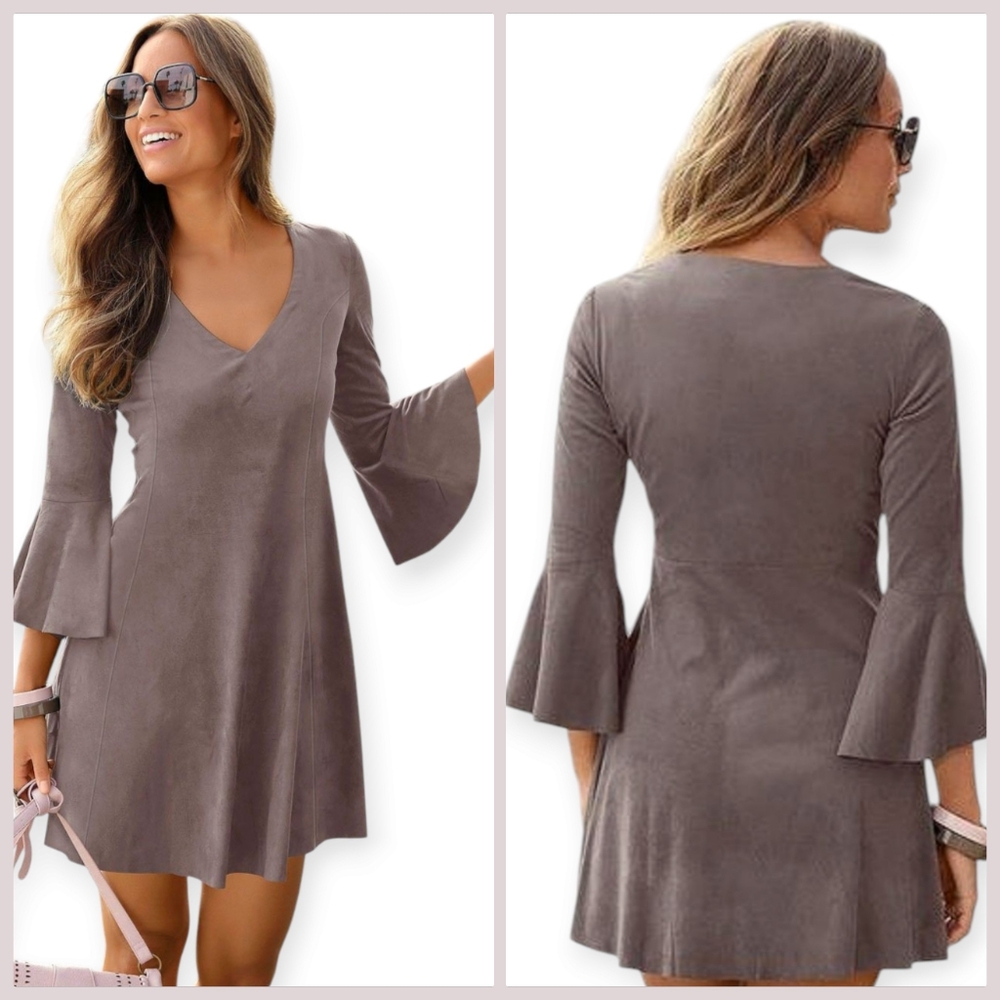 Lasacana Suede Flare Dress Women's Size 12 - Picture 2 of 8